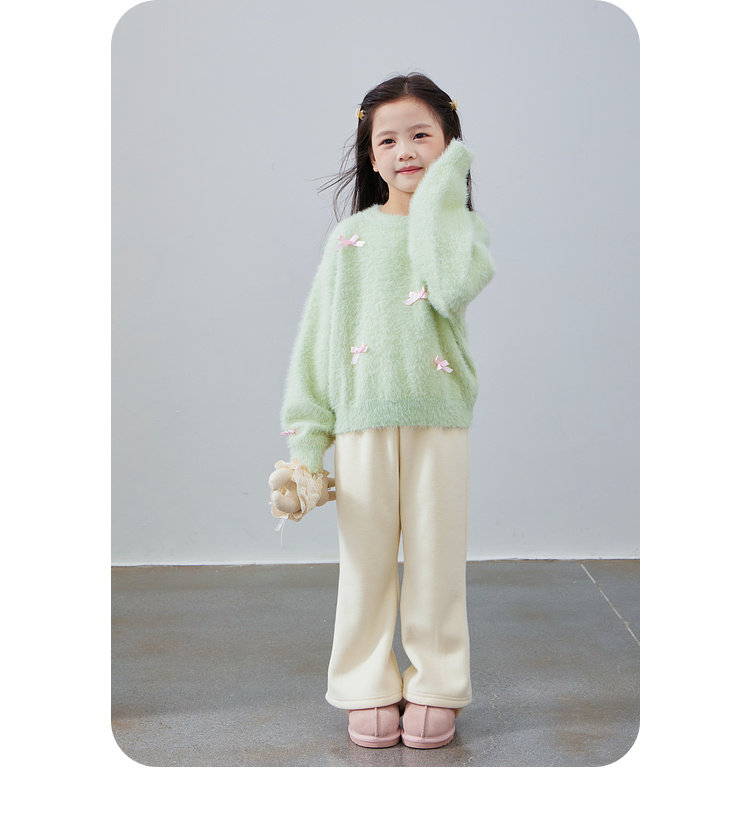 毛衣女童2024秋冬新款儿童加厚套头针织上衣内搭毛绒加厚女宝毛衣详情30