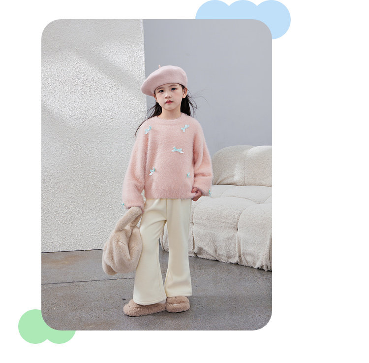 毛衣女童2024秋冬新款儿童加厚套头针织上衣内搭毛绒加厚女宝毛衣详情32