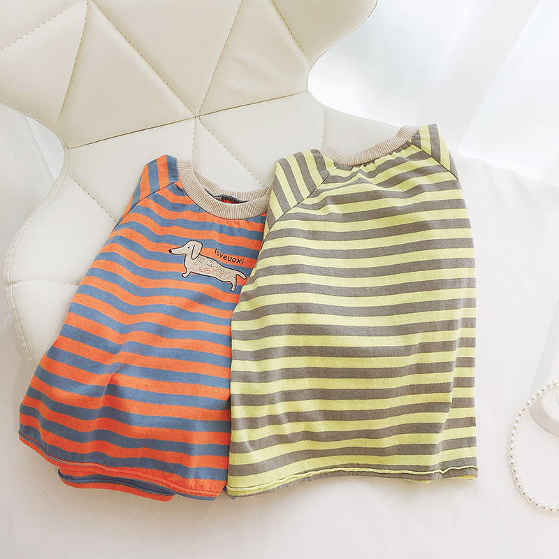 Welfare Tutu store girl child baby children's striped T-shirt base shirt top
