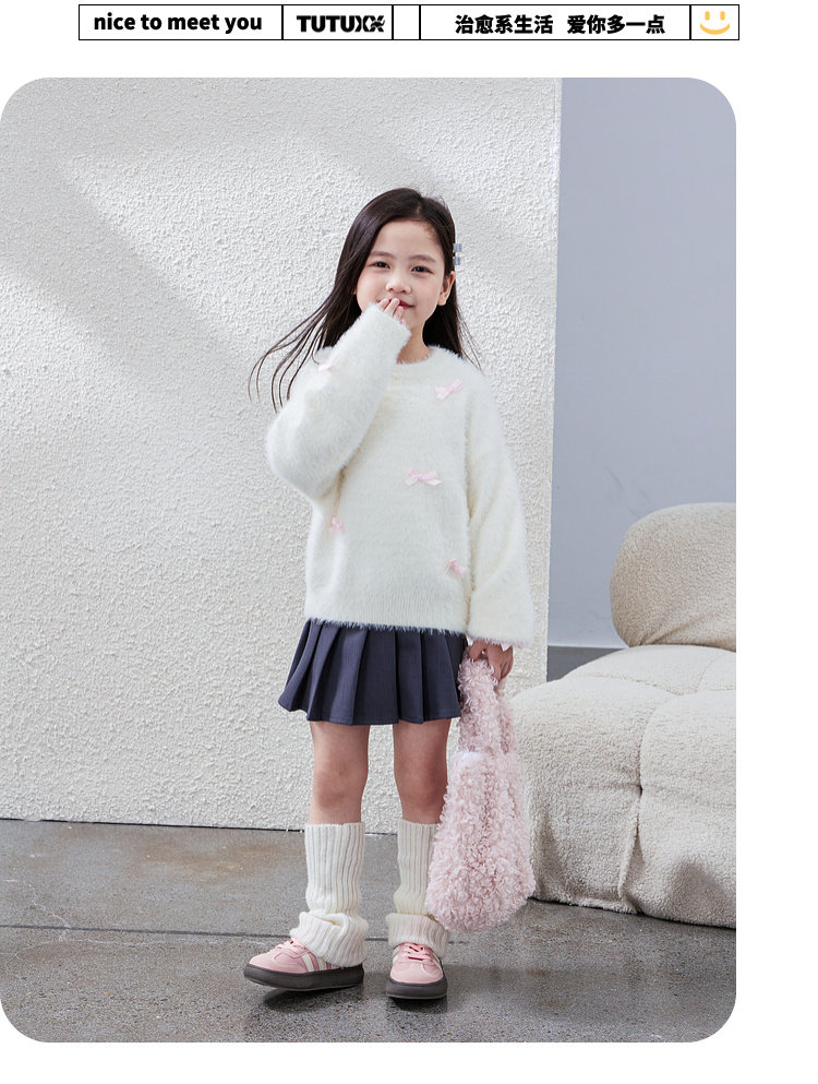 毛衣女童2024秋冬新款儿童加厚套头针织上衣内搭毛绒加厚女宝毛衣详情43
