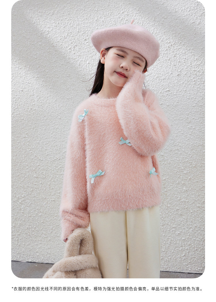 毛衣女童2024秋冬新款儿童加厚套头针织上衣内搭毛绒加厚女宝毛衣详情31