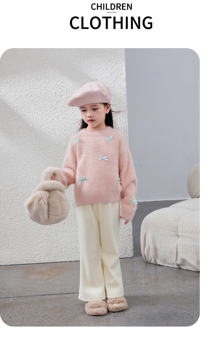 毛衣女童2024秋冬新款儿童加厚套头针织上衣内搭毛绒加厚女宝毛衣详情36