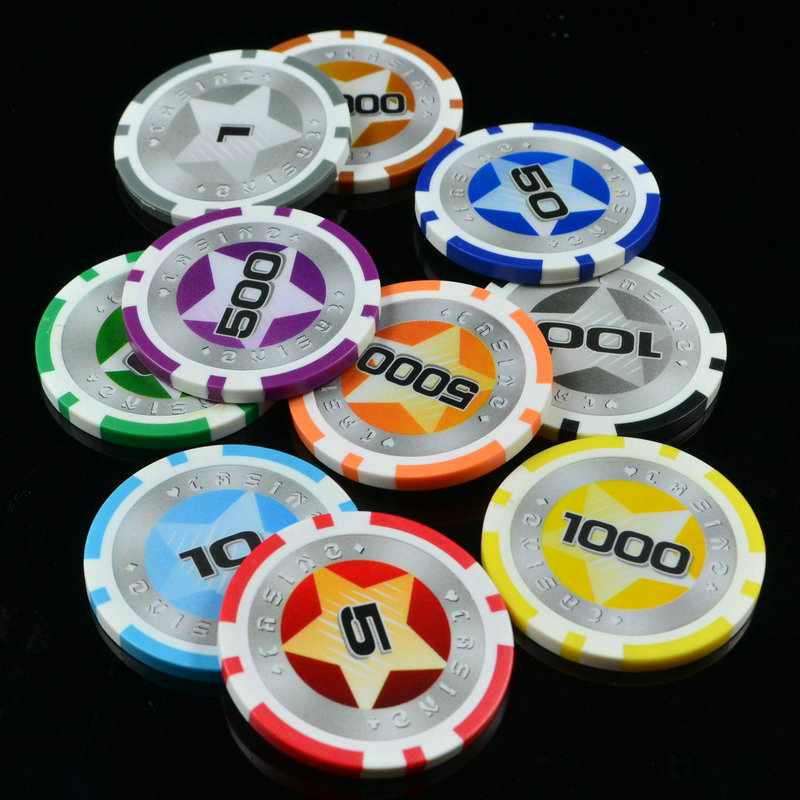 Promotional five-star chess room mahjong coin chip set poker Texas table integral coin custom ABS material