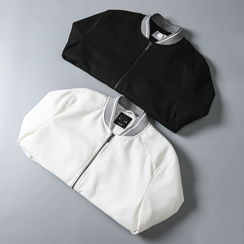 Quần áo nam mỹ mùa xuân phong cách mới Nhật Bản xu hướng retro đứng cổ áo khoác giản dị áo khoác đồng phục bóng chày màu đen và trắng - Áo khoác đôi