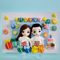 Clay three-dimensional photo frame Q version doll real-life custom Valentines Day girlfriends wedding birthday family photo commemorative gift