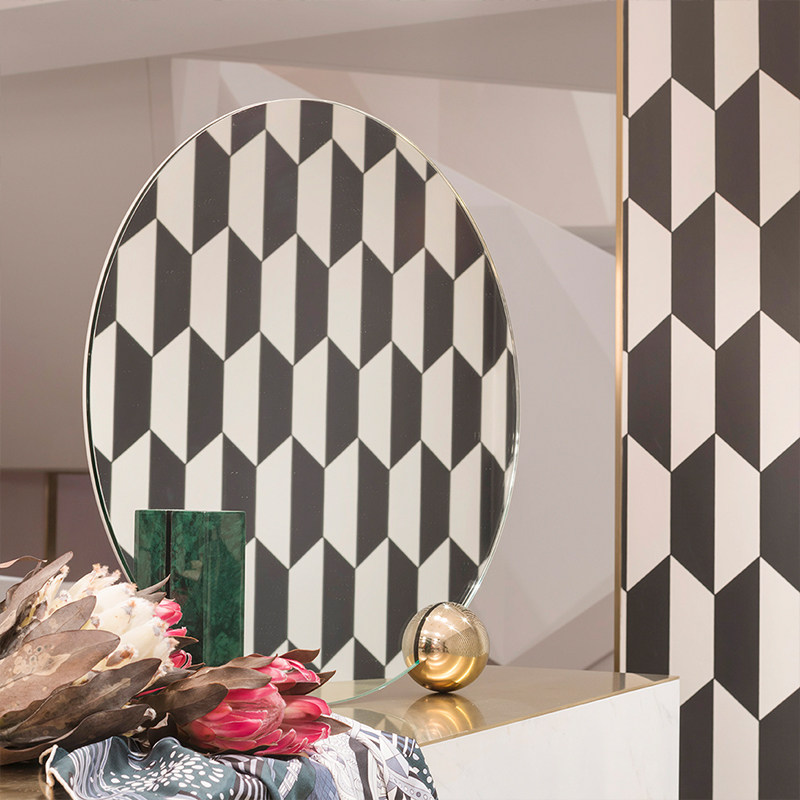 MAISONDADA Light Luxury Makeup Mirror Creative Personality Desktop Exquisite Indian Green Marble Base Round Mirror