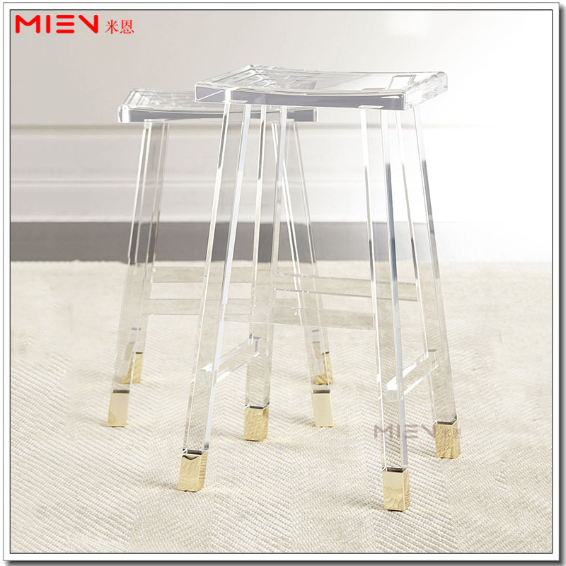 Nordic light extravagant transparent bar stool Piano Stool high through acrylic makeup stool Shoes Stool organic glass High foot Bar stool
