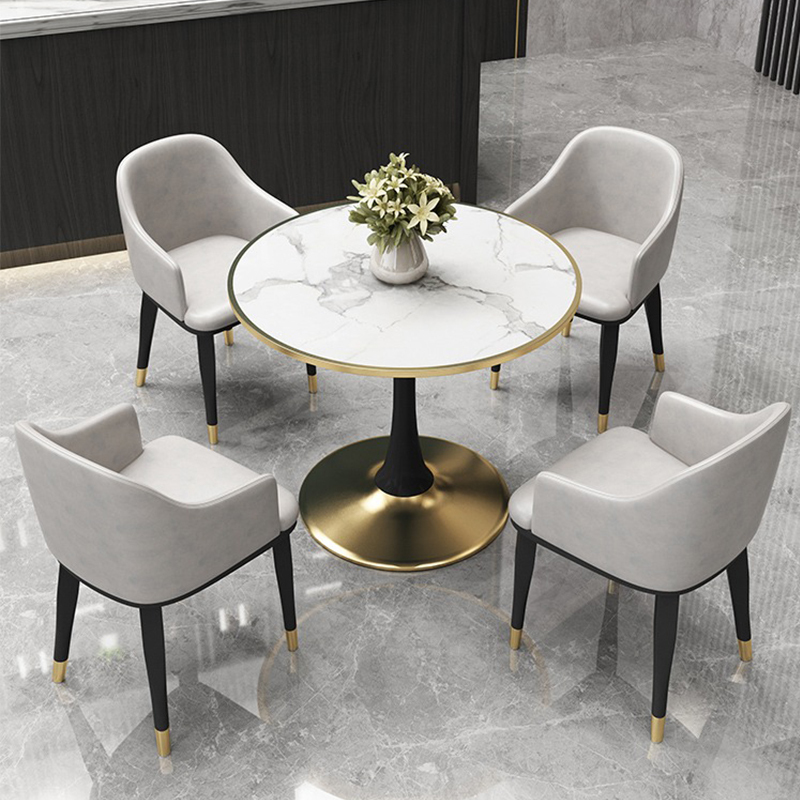 Meeting and Reception Table and Chair Set for 4S Store Showroom, Club, Office, One Table and Four Chairs, Balcony Small Round Table 80