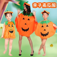 Halloween trẻ em quần áo cha mẹ trẻ em màu xanh thời trang catwalk quần áo bí ngô trình diễn trang phục trang phục bí ngô quần áo bé gái