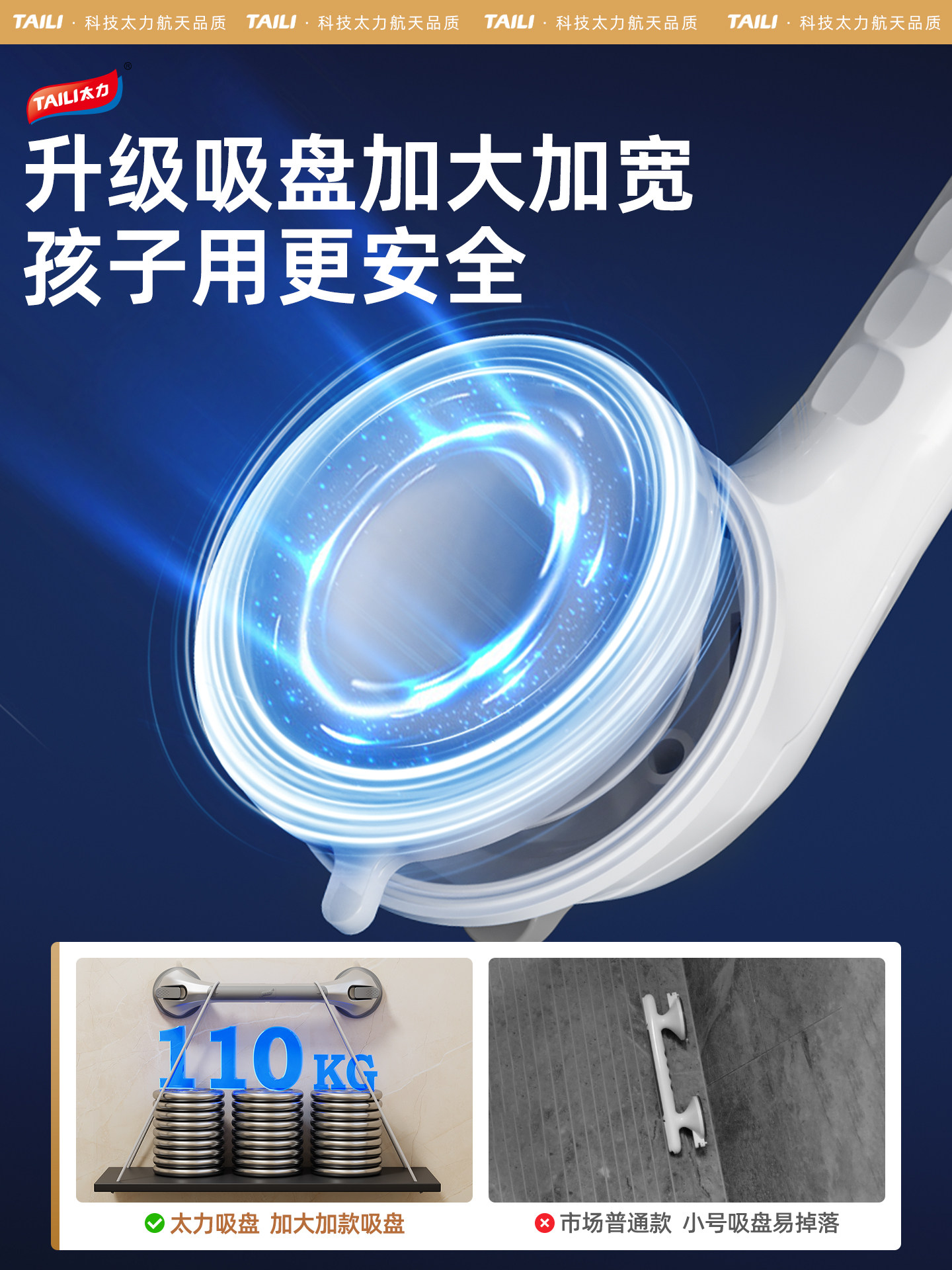 Taily Bathroom Baby Bath Support Handle, Children's Standing Suction Cup Handle, Shower Head Bracket, Non-Slip Safety Tool