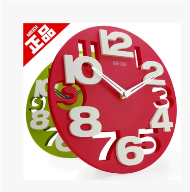 MEIDI Wall Clock Creative Clock Korean Fashion Color Digital Hollow Living Room Bedroom 3D Stereo Clock Clock