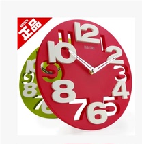 MEIDI Wall Clock Creative Clock Korean Fashion Color Digital Hollow Living Room Bedroom 3D Stereo Clock Clock