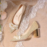 Свадебные туфли из жемчуга для невесты для беременных, французский стиль