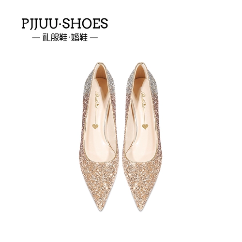 Золотые свадебные туфли, свадебное платье на высоком каблуке для невесты, традиционный свадебный наряд Сюхэ, градиент, яркий броский стиль