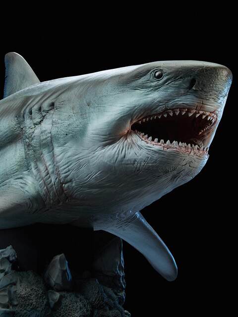 Wanlongtang Megalodon Ghost Jaw Figure Statue Model Undersea Giant Creature Ancient Biological Scene Ornament Great White Shark 1/35
