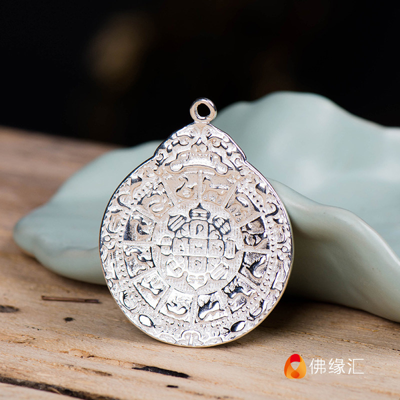 Tibetan Ornaments 925 Pure Silver Wench Nine Palace Gossip Pendant Pendant accessories Accessories Buddha's Zodiac Waist Card Pendant