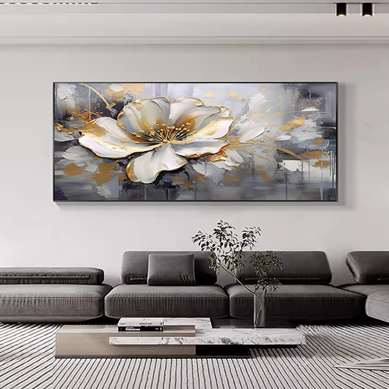 Hand Painted High-end Atmosphere Hung Painting Living Room Decoration Painting Advanced Sensory Sofa Background Wall Myelicography Office Flower Painting-Taobao
