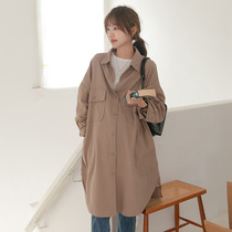 Autumn New pregnant women loose size long sleeve shirt tide hot mom out foreign coat 81333