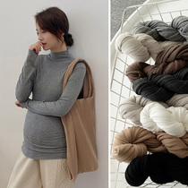 Maternity 2021 new summer and autumn maternity tops Korean version of the high elastic collar pregnant women base shirt autumn coat