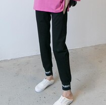 Fall new Korean version Fashion pregnant woman Toabdominal pants Letters Up Pants Pregnant pregnant women casual sports pants Lean Tide Moms