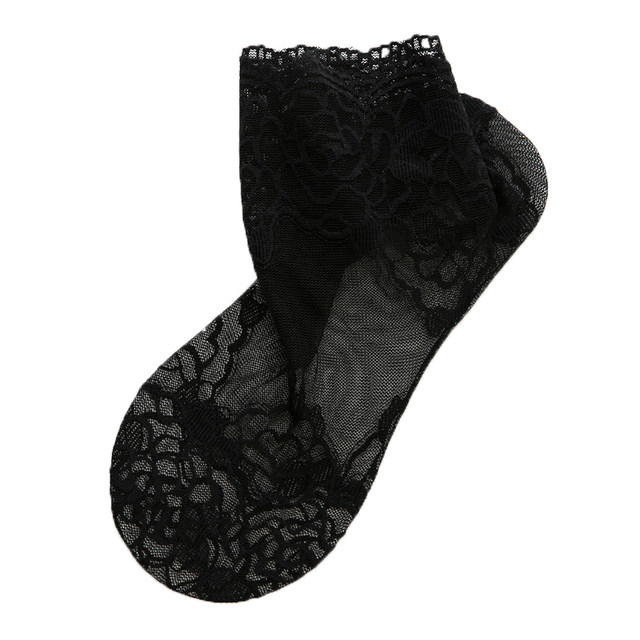 Lace Socks ຂອງແມ່ຍິງ Mid-calf Socks ບາງພາກຮຽນ spring ແລະ summer ງາມຍີ່ປຸ່ນ Trendy ຝ້າຍຕາຫນ່າງຖົງຕີນ Socks ປາກຕື້ນ