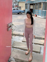 YEUNGSUKHAN macaron-colored nine-point pants *Nylon high-elastic womens leggings look thin and high-waisted yoga pants