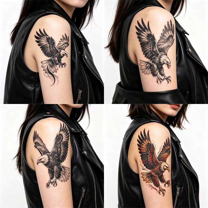 Popular Personalized Eagle Tattoo Stickers, Waterproof and Long-Lasting, Realistic Tattoo, Unisex Shoulder Decoration, Scar-Covering Stickers