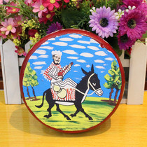 Xinjiang musical instrument 15cm cowhide painted tambourine Uyghur folk dance performance props restaurant pendant gift