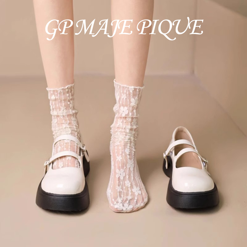 Japanese Gp Maje Pique White Lace Socks for Women, Summer Thin Mesh Socks, Sweet Short Socks