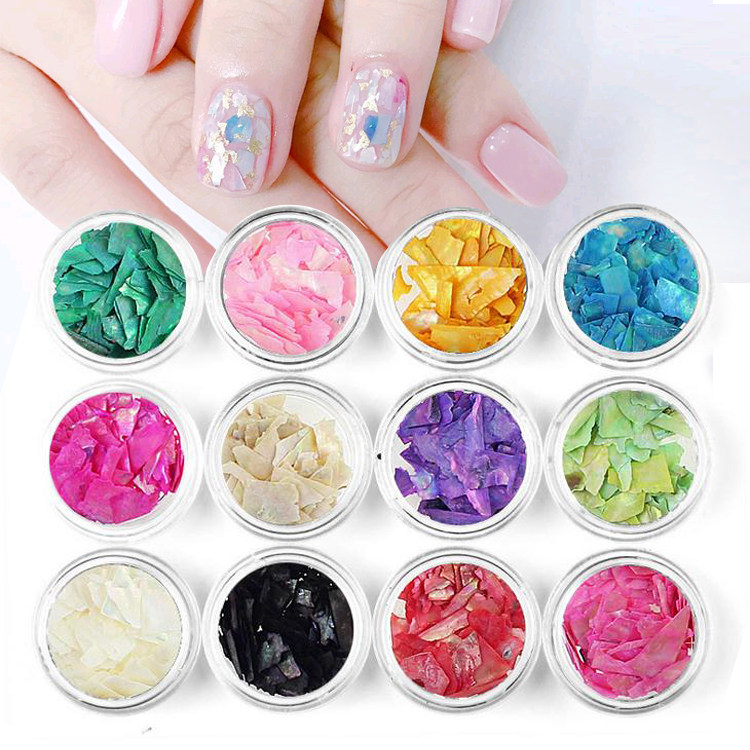 2018指甲饰品/贴片日系贝壳片极薄鲍鱼粉碎五彩碎片亮片美甲工具
