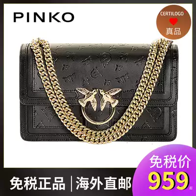 PINKO Swallow Bag 2020 New Printed Small Embossed Chain Black Shoulder Casual Women's Bag