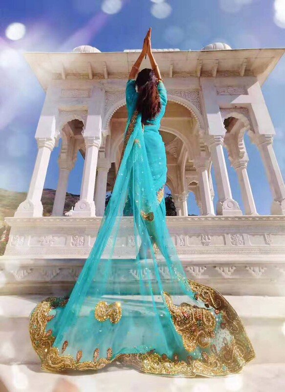 Indian Ethnic Style Hand-Embroidered Beaded Shawl 6m Vintage Saree Hanfu Shawl Dress Runway Show Indian Party
