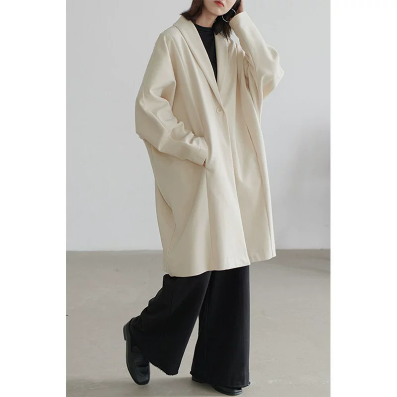 Demi-season woolen coat, jacket, trench coat, oversize, mid-length