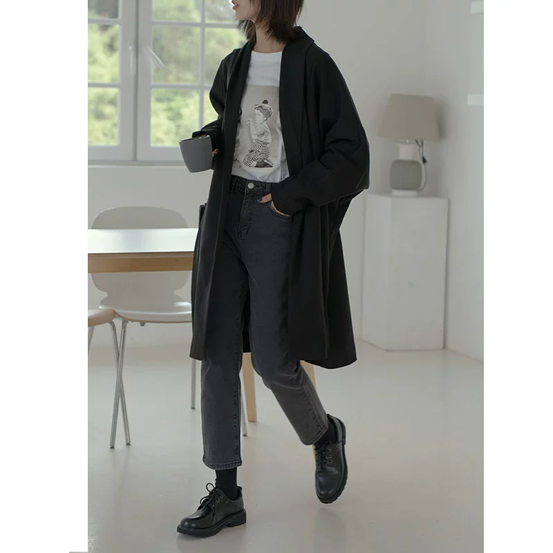 Demi-season woolen coat, jacket, trench coat, oversize, mid-length