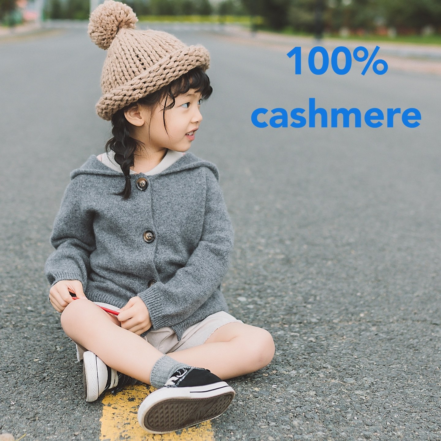 TTcashmere19 new neutral wind male and female child baby thickening even cap 100 pure cashmere jacket dark grey