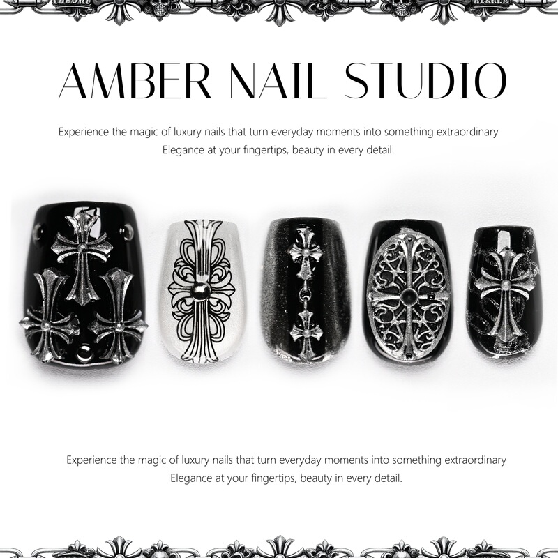 【Amber】Mechanical Silver Tide Gothic Rock Style Dark Cross Punk Visual Baroque Armor