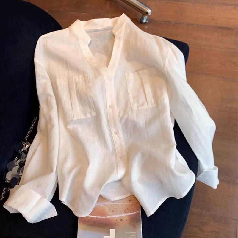 Old Money Style White Long-Sleeve Women's Shirt, 2026 Autumn New Model, High-End Light Luxury Casual Shirt with an Elegant Vibe