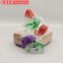 Ancient jade antique jade antique Qing Dynasty Burmese Tricolour Fullu Life Old Emerald Flower Bird Imitation Ancient Pendant Pendant Pendant Item Pendant