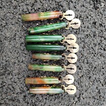 Ancient jade antique jade antique Qing Dynasty white bottom green color dry green jade Old jade bronze bay Imitation Ancient Official Hat Accessories