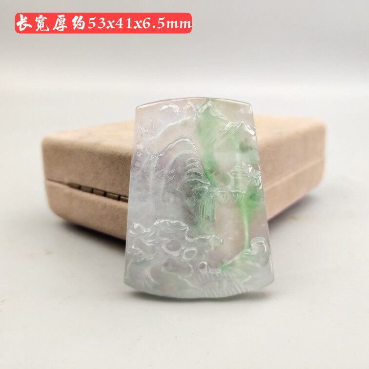 Ancient jade antique jade antique Qing Dynasty Myanmar High ice white bottom green old emerald landscape jade Jade Pendant Imitation Ancient Pendant Item Pendant