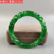 Ancient jade antique jade antique Qing Dynasty old emerald hollowed-out twist bracelet imitation ancient high ice monarch green and old Cute woman bracelet