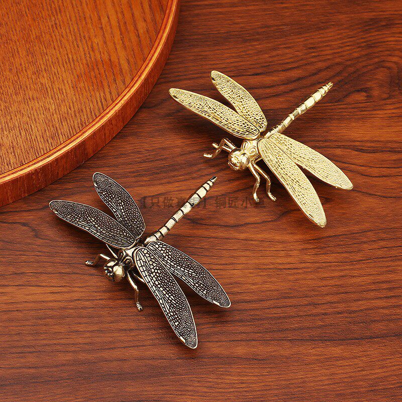 Pure brass dragonfly craft, artificial rockery water feature, desktop decoration, small ornament, bee, wasp, fly, insect metal.