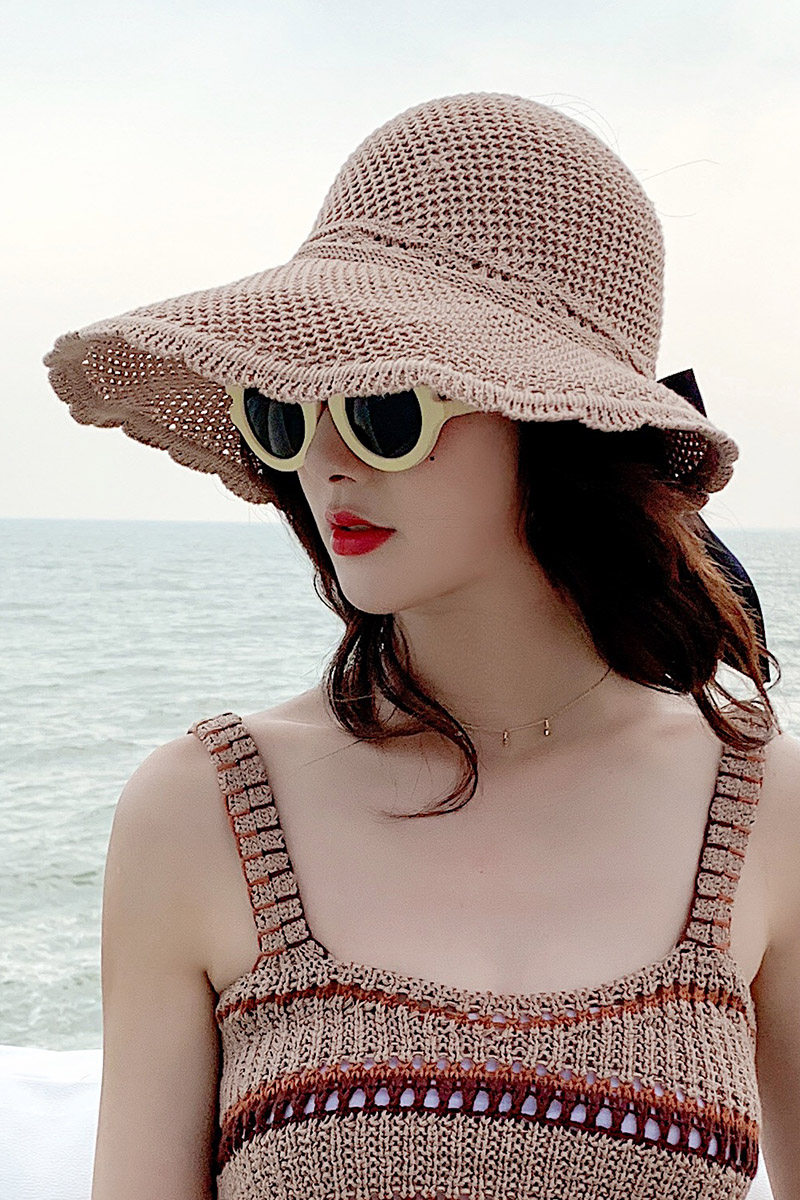 Sun hat female summer empty top hat Korean version trend sunscreen beach hat travel wild anti-UV sun hat