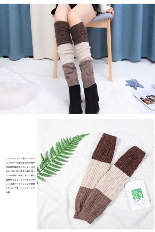 Phụ nữ mùa thu và mùa đông mới vớ dài len ấm áp đặt chân cao hoang dã bộ khâu đầu gối miếng đệm vớ vớ vớ mắt cá chân