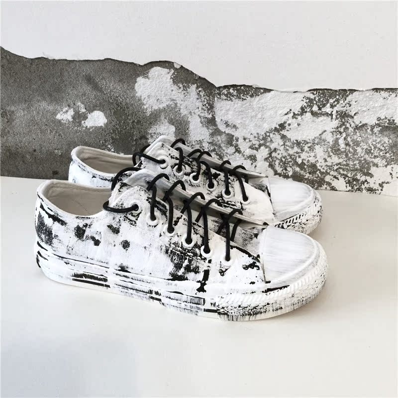 [Spot] lưu hóa daymare lưu hóa trắng sơn trắng giày vải thấp - Giày thấp giày thể thao gucci