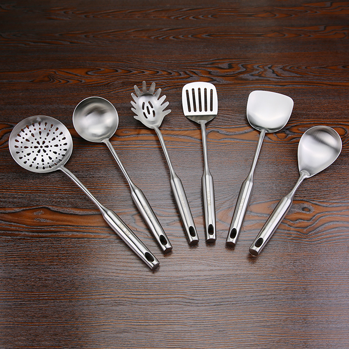 304 food grade stainless steel cookware cover set cooker 6 pieces spoons shovel pan shovel leaking soup ladle shovel sand light high temperature resistant