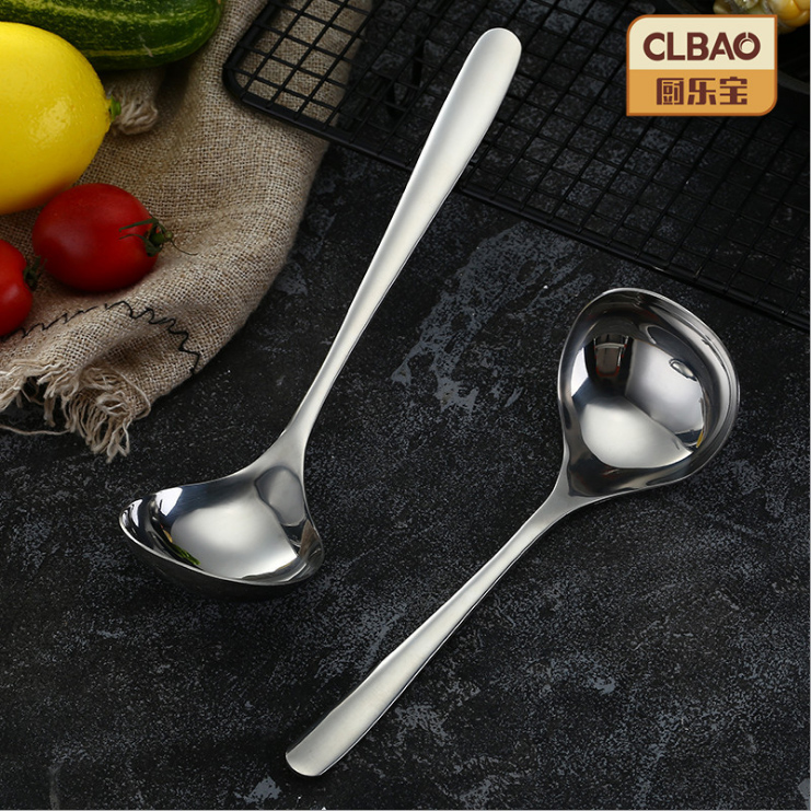 304 stainless steel communal soup spoon large round spoon Han style long handle tablespoon deepening multipurpose spoon creative deep bottom sauce spoon