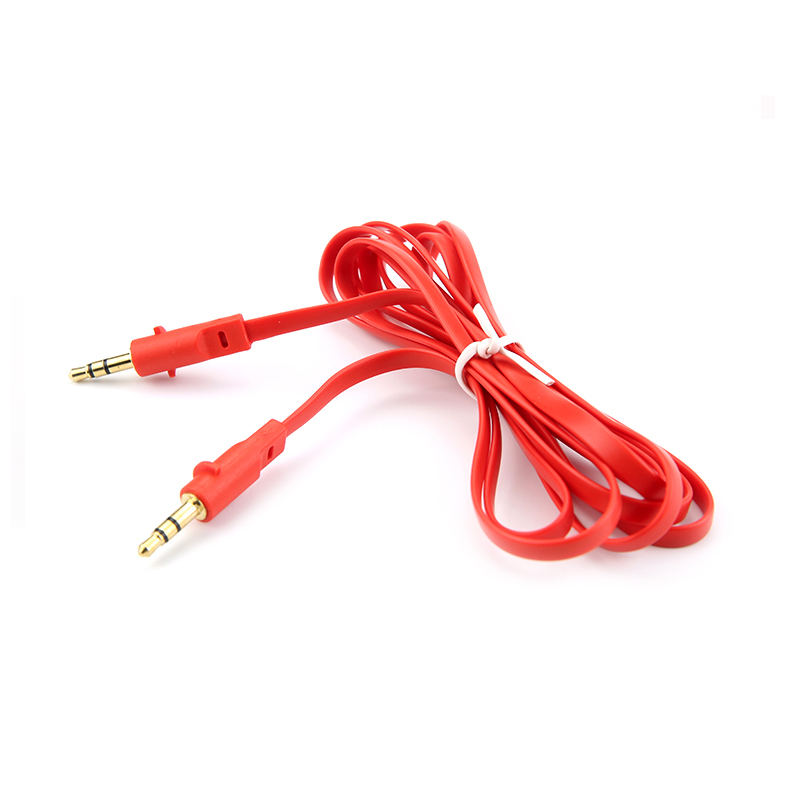 AUX Audio Line Long 1 8 m Red Noodle Line Audio Pair recording Line 3 5mm Double male headphone Line Vehicle Line