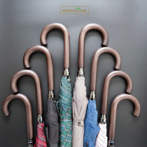 British business high-end wood hook retro creative personality automatic umbrella windproof simple large men and women long handle umbrella