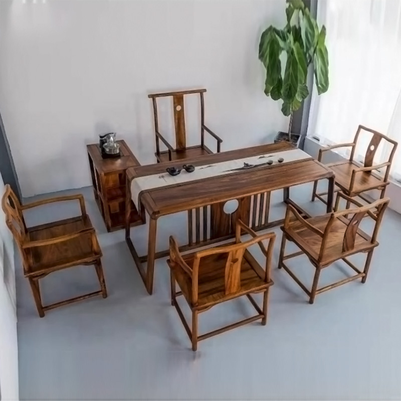 New Chinese Solid Wood Tea Table And Chairs Combine Light Extravagant Zen tea Desk Office Home Modern minimalist Kung Fu Kung Fu Tea Table Table